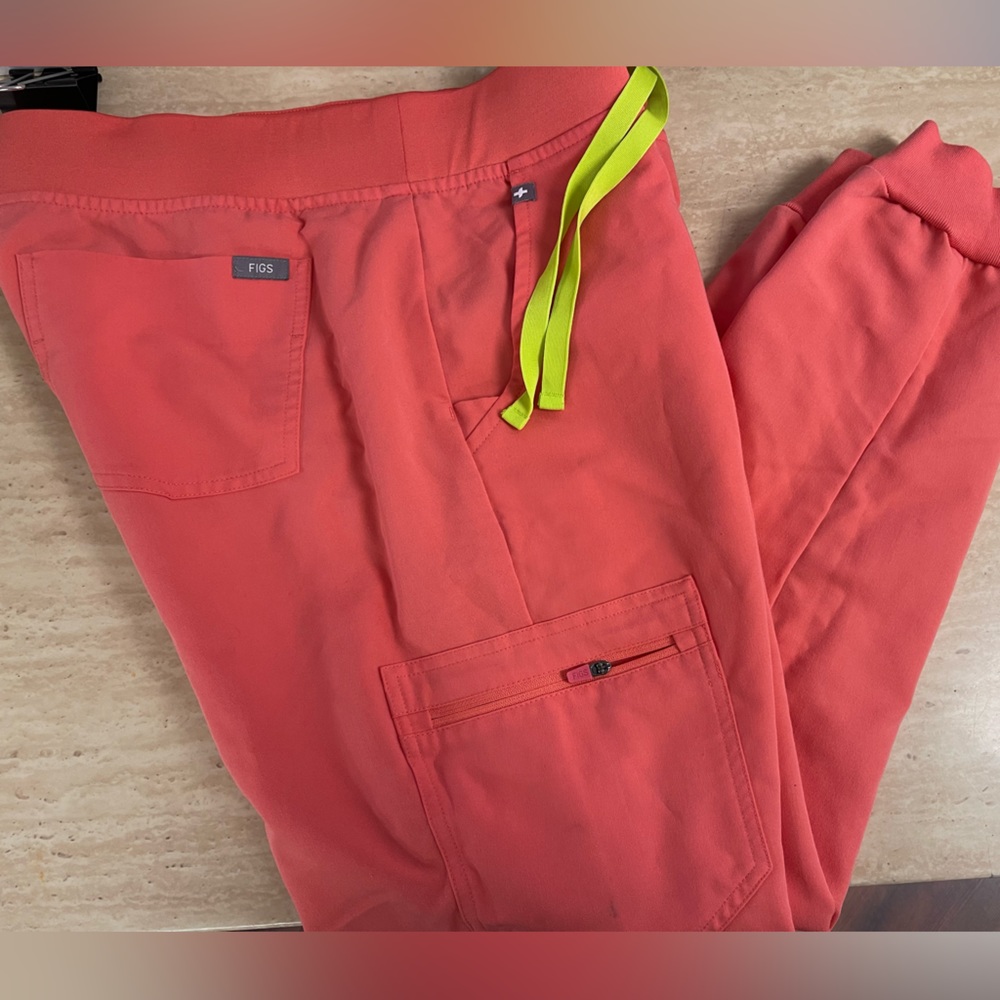 Neon Pink joggers from figs